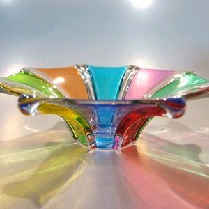 Venezia Italian Colored Murano Glass Bowl Made In Italy